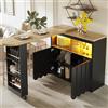 KUAKE Isola portaoggetti girevole a 360°, tavolo da bar allungabile con ripiani, per cucina/soggiorno/ufficio, 135-205 x 39 x 100 cm