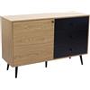 milani home - madia credenza moderna 1 anta e 3 cassetti 118 x 40 x 76 cm, marrone nero, truciolare bilaminato