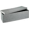 Relaxdays Pouf Pieghevole Con Contenitore XXL, Panca Divanetto Portaoggetti, Lino, HxLxP 38 x 114 x 38 cm, Grigio