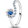 PANDORA Disney Moana sterling silver ring with clear cubic zirconia, icy green, icy blue, royal blue and london blue crystal