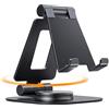 Nulaxy Supporto Telefono Girevole 360°, Supporto Cellulare Pieghevole Regolabile Accessori da Scrivania Custodia Spessa Compatibile con iPhone 14 13 12 X Xr, Tutti i Dispositivi 4-10'', Nero