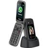 Funker E480 - Telefono 4G per anziani con WhatsApp e videochiamate, pulsante SOS e GPS, tasti grandi, schermo touch da 2,8, volume alto, cellulare con coperchio facile da usare, colore nero