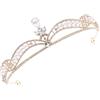 TIDTALEO Corona da Sposa Perle e Strass Circonietto Decorativo a Corona Femminile Stabile Accessorio Chioma per Matrimoni e Feste Nuziale Elegante Oro