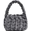 Alzoear Borsa a tracolla intrecciata a mano da donna, in filato grosso, realizzata a mano, Grigio, Large
