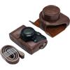 Linhexis Borsa per fotocamera retrò per Fujifilm X10 e X20, custodia compatta in pelle PU con tracolla, elegante custodia protettiva per obiettivo e accessori, nero o marrone (marrone scuro)