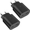 Powersky 2 Pack USB C Caricatore,25W 2Port Caricabatterie USB A & USB C adattatore ricarica per Samsung Galaxy S26 S25 S24 S23 S22 S21 S20 S10 A56 A55 A54 A53 A36 A35 A17 A16 A05s Spina Ricarica Cellulare
