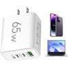 brooksnaji Triple Blocco Di Ricarica USB - Adattatore Di Ricarica Smartphone Multifunzionale Da 65W | Porta USB Wall Charge 3 Porta Caricatore USB Triple USB Charger Block Triple Porta Caricatore USB 3 Caricator