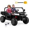 GOPLUS Auto Elettrica Bambini 2 Posti con Telecomando 2,4G, Trattore Elettrico Bambini 12V con Avvio Lento Musica Integrata, Carica 50KG 3-8 Anni (nero)