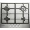 Indesit THP641W/IX/I1 - Piano cottura 4 fuochi gas, 60x51 cm, inox, con 1 bruciatore doppia corona