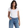 G-STAR Donna Base V-Neck Cap Top, Bianco (white D07211-3310-110), S
