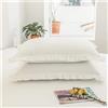 Russo Tessuti Coppia Federe Guanciale Rouches Volant Ruffle Cotone Arredo Letto Bed Dressing-Bianco