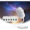 THERTHW Galaxy Projector Night Light, Plug-and-play Hd Star Projector, USB Proiettore Stelle Soffitto, 6/12/24 Projection Diapositive,360° Adjustable, Kid Adult Bedroom Ceiling Wall Room，6 Projection Films