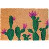 Relaxdays zerbino in fibra di cocco, motivo cactus, 60x40 cm, antiscivolo, interno/esterno, multicolore