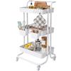 Relaxdays Mobile Salvaspazio, Scaffale su Ruote con 3 Ripiani, Bagno & Cucina, Carrello 87x43x38 cm, metallo e plastica