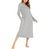 Vlazom Camicia da Notte Donna Invernale Lungo con Bottoni e Scollo a V | Lunghezza Lunga Elegante, Pieghe sul Davanti e Bottoni Decorativi, Tasche Laterali Pratiche, Disponibile in Più Colori