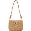 Tastetreasure Borsa in paglia da donna, borsa a tracolla in rafia, borsa a tracolla in rafia, estiva, spiaggia, vacanze, pochette con cinturino in pelle regolabile rimovibile marrone chiaro