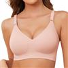 TOMEEK Reggiseno Senza Ferretto da Donna, Cuciture Comodo Reggiseno Scollo a V Bustino con Imbottitura Comfy Bralette Seamless Cinghie Regolabili Base Top Corsetto(Rosa,XL)