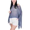 Ikat Donna Poncho a Manica Pipistrello a Rete in Pizzo Lavorato all'Uncinetto (Taglia Unica, Denim Blue)