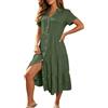 Vhersily Vestiti Estivi Lunghi Eleganti Abito Casual da Donna di Media Lunghezza a Maniche Corte con Scollo a V Leggero e Arioso BohéMien Romantico Curvy Traspiranti Morbido per Vacanze al Mare