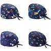 LIAOPUFUS 4 Pezzi Cappello Scrub Turbante Elastico Annodato Berretto Stampati Colorati Cappello in Cotone Unisex con Fascia Sudore e Bottone