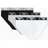 EMPORIO ARMANI Confezione da 3 Slip da Uomo, Blk/LG Mel Gre/Wht, M