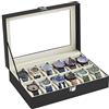 SONGMICS Scatola Porta Orologi con 12 Scomparti, Custodia per Orologi con Coperchio in Vetro, Cofanetto per Orologi, Fodera in Velluto, Serratura Metallica, Regali Natale, Fodera Beige JWB12BE