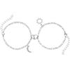 XSDSLS 2 pezzi coppia bracciale magnete, bracciali in acciaio inox oro argento con luna sole ciondolo cuore magnete bracciale coppia bracciali partner regalo per lui e lei coppia coppia (Argento)