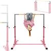 Hauki Gymnastik Sbarra per ginnastica, rosa, sbarra pieghevole, sbarra per bambini regolabile in altezza da 95,5 a 150 cm, legno/acciaio, attrezzi per allenamento indoor/outdoor