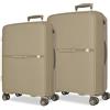 Movom Moon - Set di valigie beige 66/76 cm, rigido 7,6 kg, chiusura TSA integrata in polipropilene, 7,6 kg, 181,3 l, estensibile, Beige, Taglia unica, Set di valigie