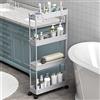 SPACELEAD SAKA SPACELEAD Carrello portaoggetti sottile, a 4 ripiani, per bagno, cucina, lavanderia, spazi stretti, colore: grigio