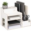 Relaxdays Portadocumenti, bianco, DIN A4, 28x37x29cm, portariviste integrato, organizer scrivania, homeoffice, ufficio