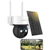 Surfola Telecamera di sorveglianza senza Wi-Fi, telecamera CCTV 4G con scheda SIM, telecamera esterna senza fili, alimentazione solare, visione notturna, faro 2,5 K HD, registrazione locale, audio a 2
