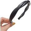 Whakano Fascia per capelli in pelle, doppia fascia intrecciata, antiscivolo, elastica, con denti, sottile, per donne e ragazze, colore nero