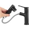 lyrlody Wasserhahn Bad Ausziehbar mit Brause, Einhebelmischer Waschbecken Armatur mit 3 Wasserauslassmodi Warm Kalt Mischbatterie, Waschtischmischer Bad Waschbecken und Küche (BLACK)