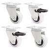 WAGNER Design - 3C - Ruote girevoli di trasporto/ruote per mobili - Set da 4 - bianco, battistrada morbido, Ø 50 mm, 2 ruote senza 2 con freni, cuscinetto a sfere, portata 50 kg/ruota - 02225104