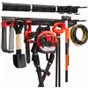 VEVOR Porta Attrezzi da Garage 125,7 cm Portata 272 kg 3 Binari e 9 Ganci, Supporto da Parete per Attrezzi da Giardino, Organizzatore con Ganci Regolabili, per Pale, Rastrelli e Casette da Giardino