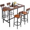 VEVOR Set Mobili da Bar Tavolo Sedie da Cucina 5 Pezzi con 4 Sgabelli da Bar e Bordi Arrotondati, Tavolo da Pub Rettangolare da 1200 x 600 x 915 mm, Adatto per Ufficio, Sala da Pranzo, Soggiorno