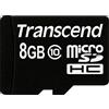 Transcend TS8GUSDHC10 Scheda di Memoria MicroSDHC da 8 GB con Adattatore, Classe 10