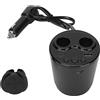 Yunseity Splitter Accendisigari Doppio USB per Caricabatteria da Auto, Adattatore per Accendisigari Bluetooth a 2 Prese da 100 W, Supporto Radio FM, Disco U, Chiamate in Vivavoce, 12‑24 V(Con telecomando)