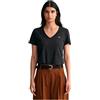 GANT Maglietta da Donna Reg Shield SS V-Neck, Nero, S
