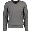 Gant Maglione Classico da Uomo in Cotone con Scollo a V, Grigio Scuro Melange, Standard, Grigio Scuro mélange, L