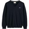 Gant Maglione Classico in Cotone con Scollo a V, Blu Sera, 3XL