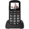 CHAKEYAKE Telefono Cellulare per Persone Anziane, GSM Dual Sim con Tasti Grandi e Facile da Usare | Funzione SOS,Batteria di Grande Capacità | Volume Alto Con Base di Ricarica | Nero