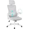 Yaheetech Sedia Ufficio Ergonomica Poltrona Supporto Lombare Grigio Chiaro
