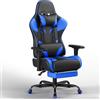 JUMMICO Sedia da Gaming XL Ergonomica per Adulti, Poltrona Ufficio Rinforzata 200kg, Braccioli 2D, Poggiapiedi Retrattile,Blu