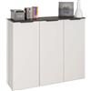 Composad | Base Multiuso della Linea BRINA con 3 Ante, Mobile per Soggiorno Ingresso o Lavanderia, Mobile Contenitore, (LxAxP): 120x100,5x35,1 cm, Grigio Cashmere Topmatt e Marmo Blunt