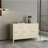 Dmora - Credenza Mora, Buffet da Soggiorno, Madia da Salotto, Dispensa da Cucina, 120x40 h73 cm, Panna