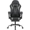 JUMMICO Sedia da Gaming XL Ergonomica per Adulti, Poltrona Ufficio Rinforzata 200kg, Braccioli 2D, Poggiapiedi Retrattile,Grigio