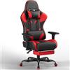 JUMMICO Sedia da Gaming XL Ergonomica per Adulti, Poltrona Ufficio Rinforzata 200kg, Braccioli 2D, Poggiapiedi Retrattile,Rosso