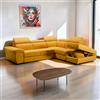 LIBEROSHOPPING Divano Angolare L246 cm Tessuto Antimacchia con Pouf - Roxas Arancio